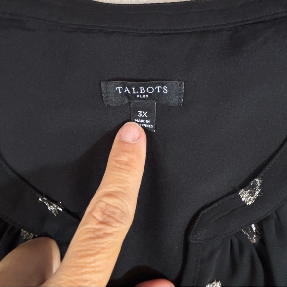 Women’s Talbots Black Sheer With Gold Sparkle Blouse Size 3X - Picture 3 of 7